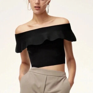 Aritzia Babaton Knit Off Shoulder Top Black